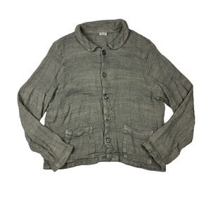 CP Shades Olive Linen Blend Woven Striped Button Up Shirt